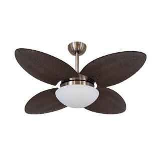Ventilador de Teto Volare VD28 Tami 9003 – 4 Pás MDF Palmae + Luminária Vidro Opalino Ø 280 mm – 127V / 220V