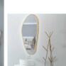 Espelho Prata Decorativo Forma Orgânica KENAN c/ Moldura Madeira LED (BRANCO QUENTE) 160cm- Fuzimoto -Ambientada-Decor Lumen 