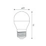 Lâmpada LED Mini Globo 3W 2700K Medidas
