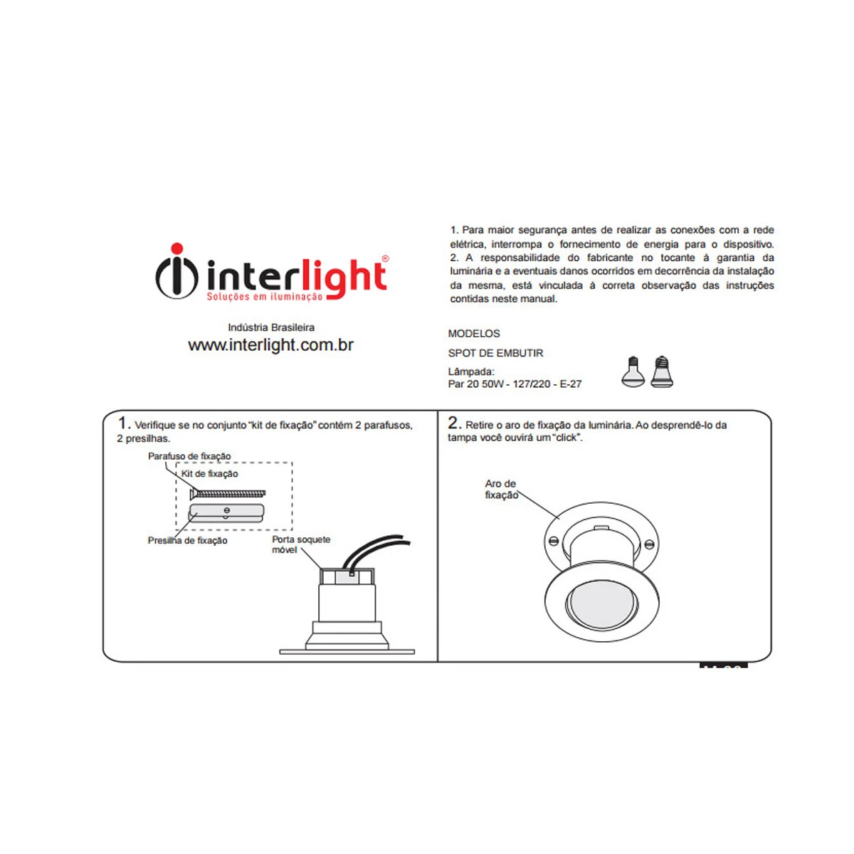 Spot de Embutir Face Plana 1x Par 20 - Interlight IL0092