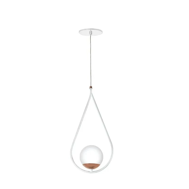 Pendente Branco e Cobre em Metal com Globo Fosco de Vidro - Old Artisan - PD5357