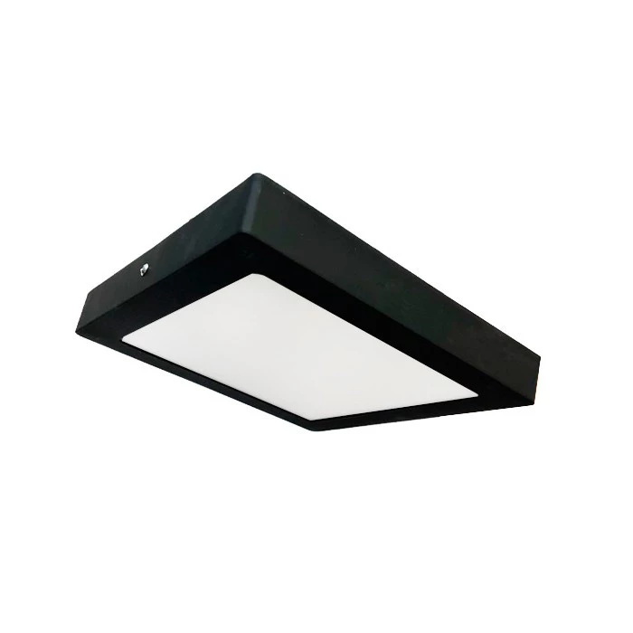 Plafon de Sobrepor LED Slim Quadrado 3000K 18W Bivolt 21,2x21,2x2,8cm Alumínio e Policarbonato Preto - Evoled LE-4922