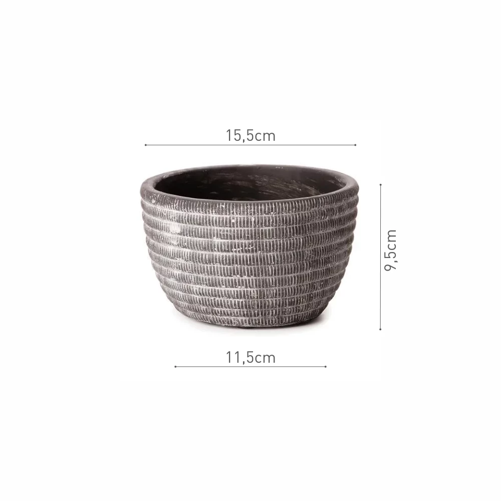 Vaso Cachepot Cimento Texturizado Cinza Ø15,5 - Mart 15510