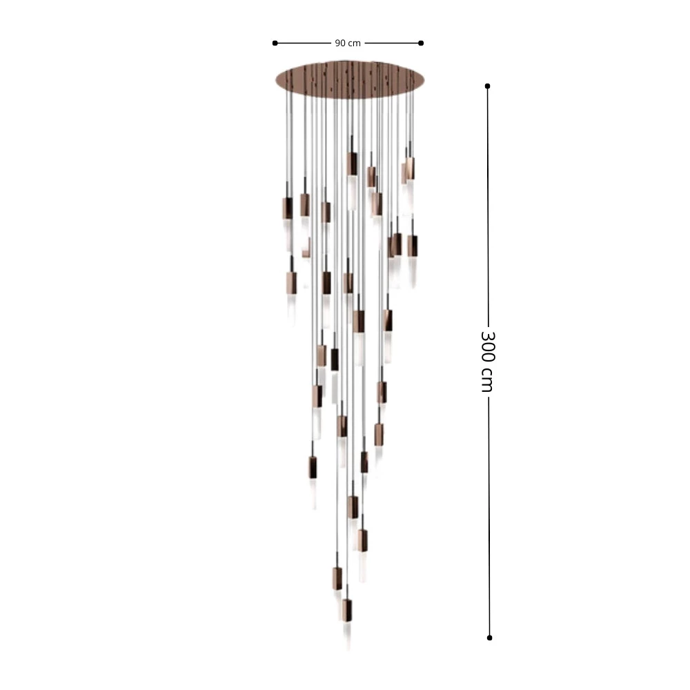 Pendente Alumínio e Cristal Rocha 30XMini GU10 9w Linha Felsen - ROCHA90-30PEND-DO - DNA Lustres