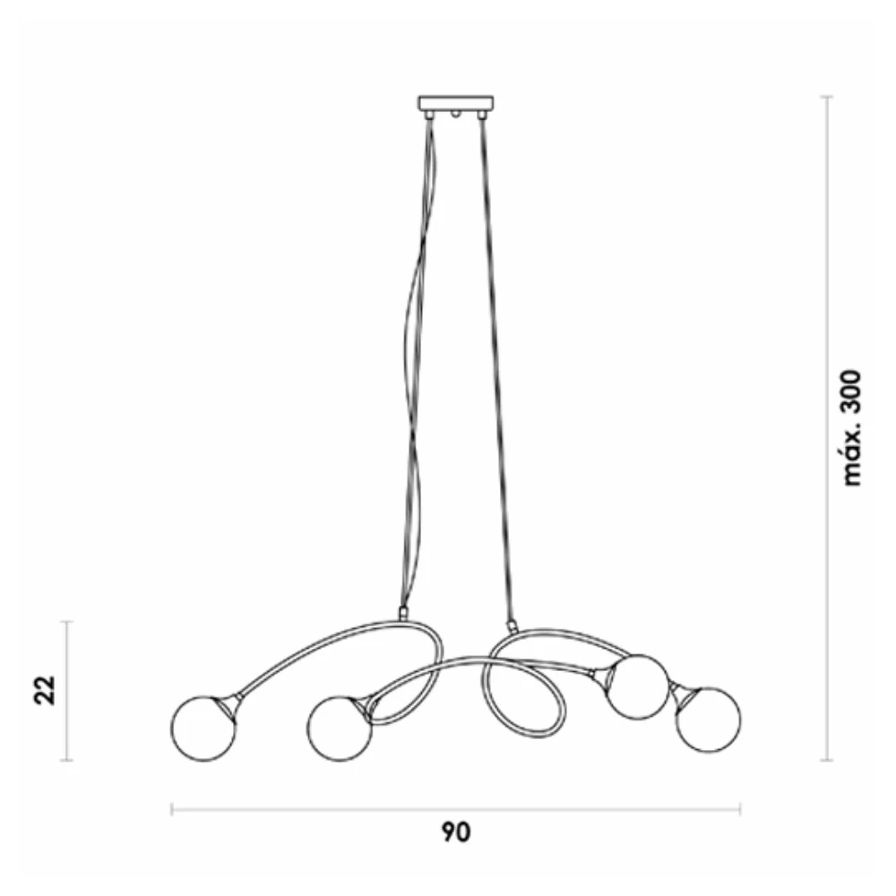 Pendente Vidro e Metal Dourado/Opalino 4-G9 25w Linha Alata - ALA1PD01DR095 - Bella