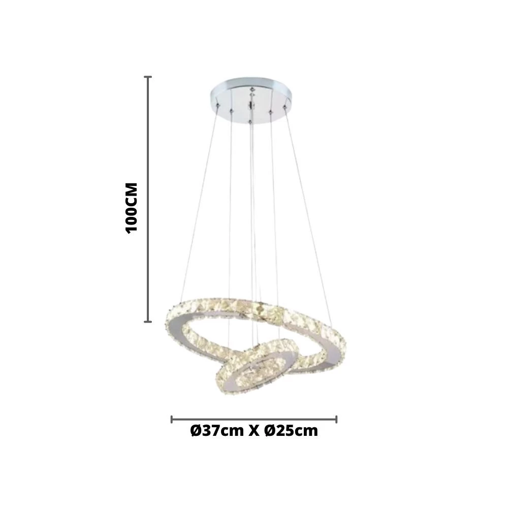 Lustre Pendente em Cristal LED 3em1 45W 43cm-NitroLux LTP002