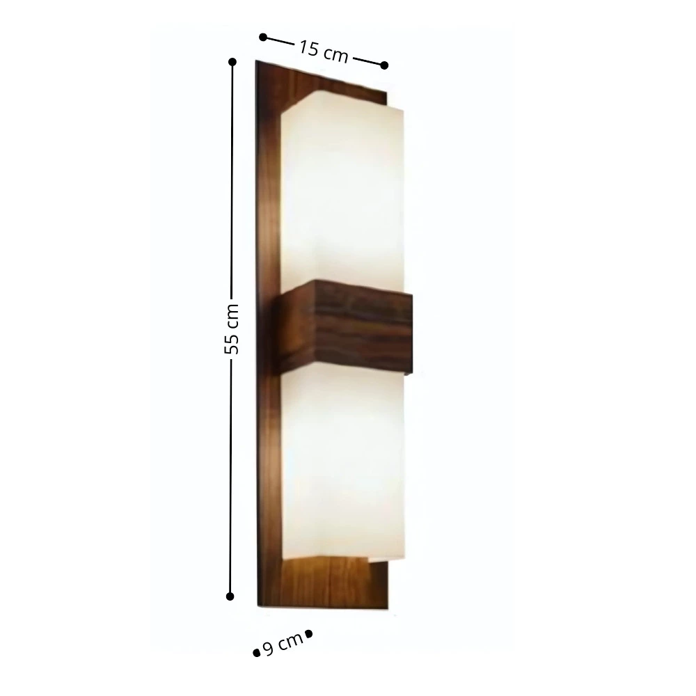 Arandela em Madeira Linha Kaya 2xE27 15x09x55cm - Fox Lustres