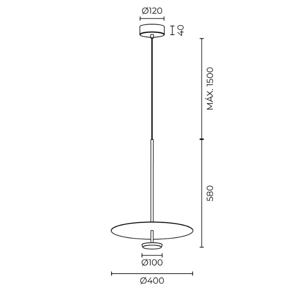 Pendente Dover Dourado Alumínio ø40x58cm 3000K 10,5W - Studioluce