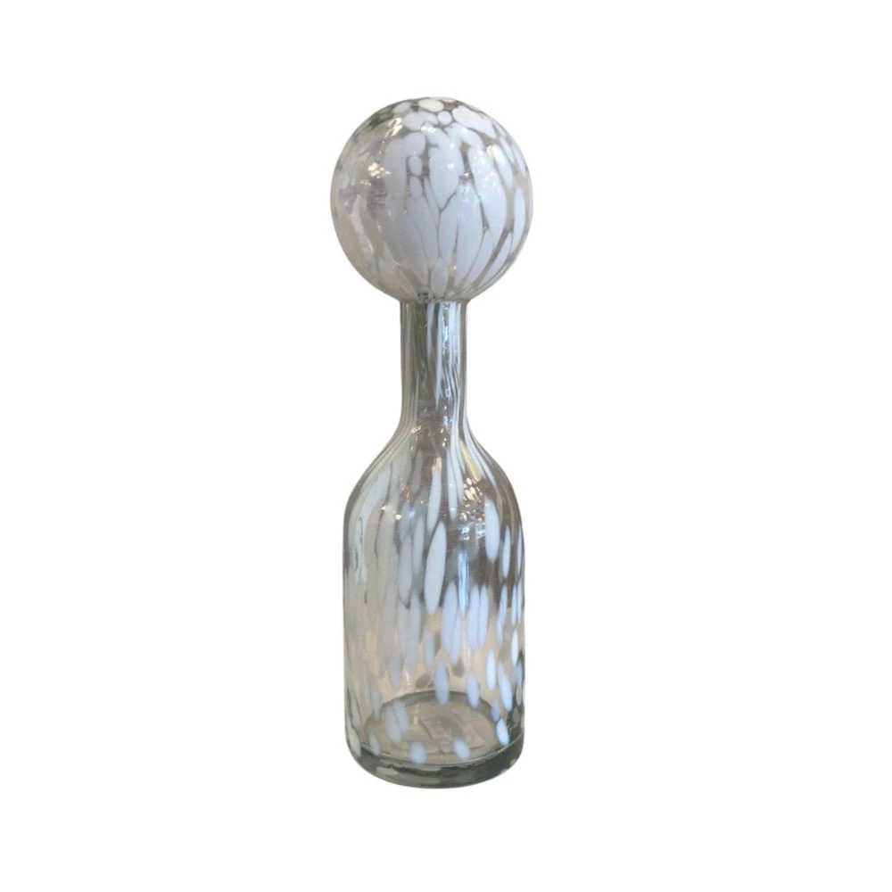 Garrafa de Vidro Branca Manchada 42x10x10cm - Decor Lumen 23045