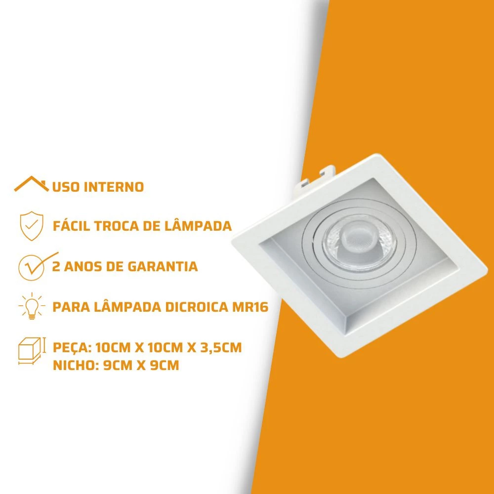 Spot de Embutir ABS Recuado 1x Dicróica - Save Energy SE-330.1032 / SE-330.1036
