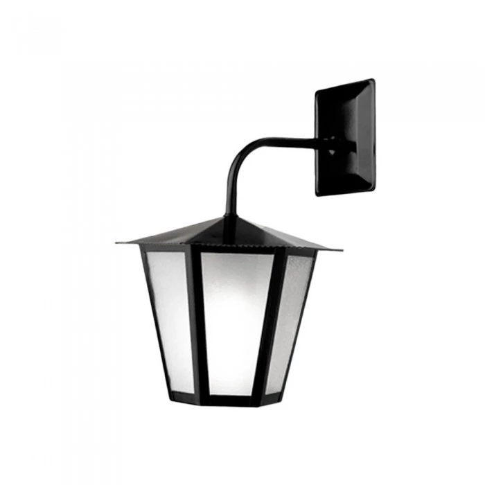 Arandela Colonial Sextavada Preta 35cm H 1-E-27 - Ideal - L-3-B PT