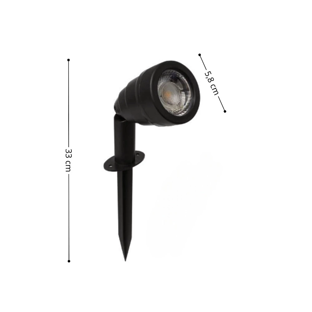 Espeto em ABS 33cm Preto 3000K IP65 5w - Evoled LE-8749