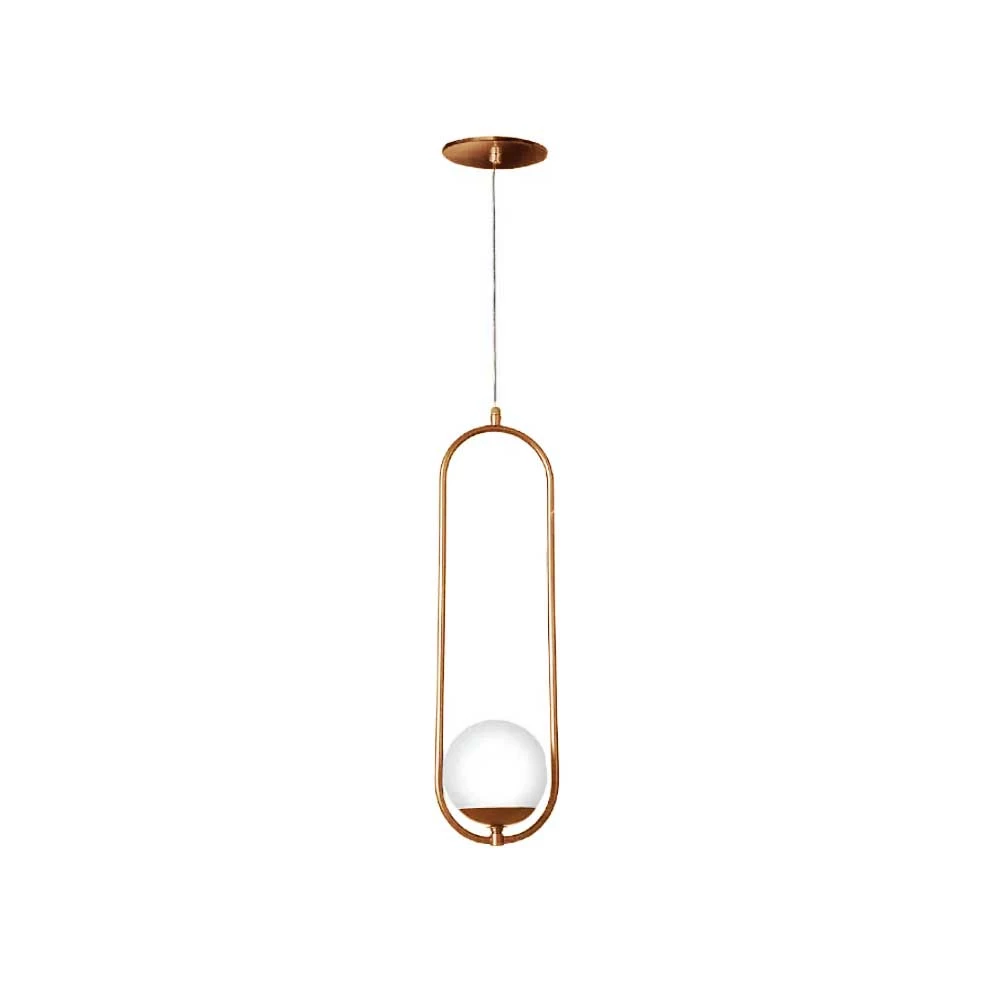 Pendente Cobre Fosco com Globo Branco H52cm  1xG9 - Old Artisan - PD 5364 CO