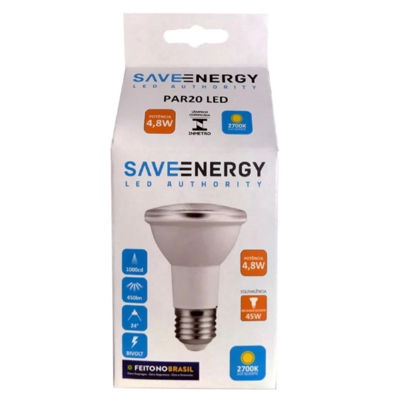 Lâmpada LED Par20 4.8W 2700K (Branco Quente) - Save Energy SE-110.1961