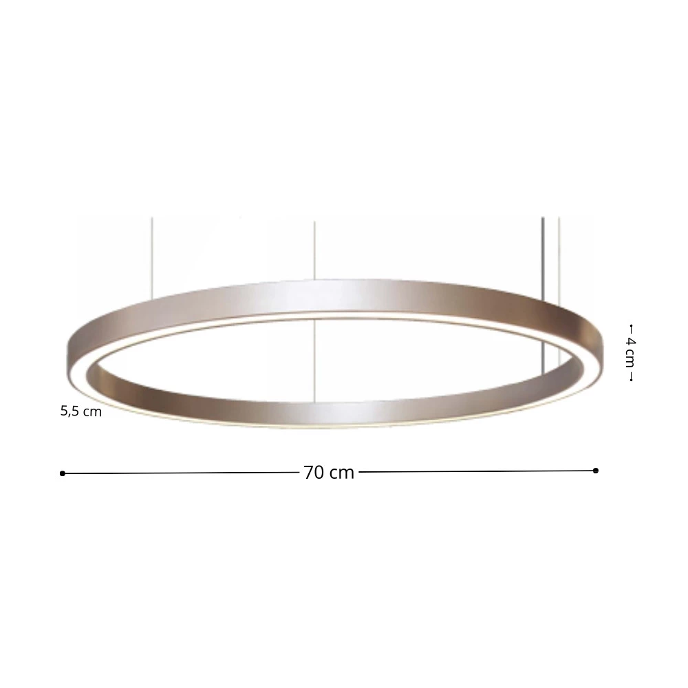 Pendente Anel Frame Cilíndrico Freijó com Acrilico 70cm 25W 2700K - Accord