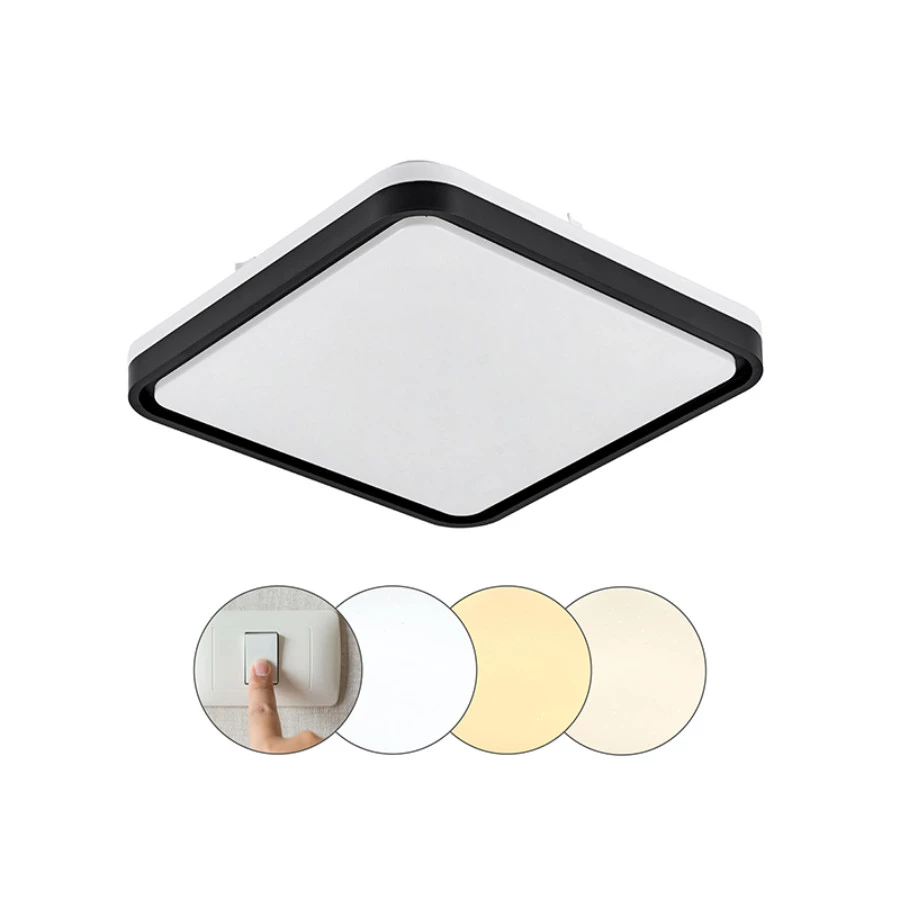 Plafon LED Quadrado Preto e Branco Ø53cm 48W Hevvy  LY- 8809