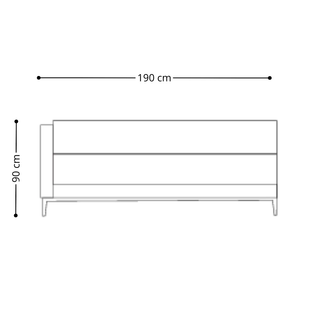 Sofá 1 Braço Direito Linha Jades Champagne 1,9x0,9x0,9m - KF Estofados