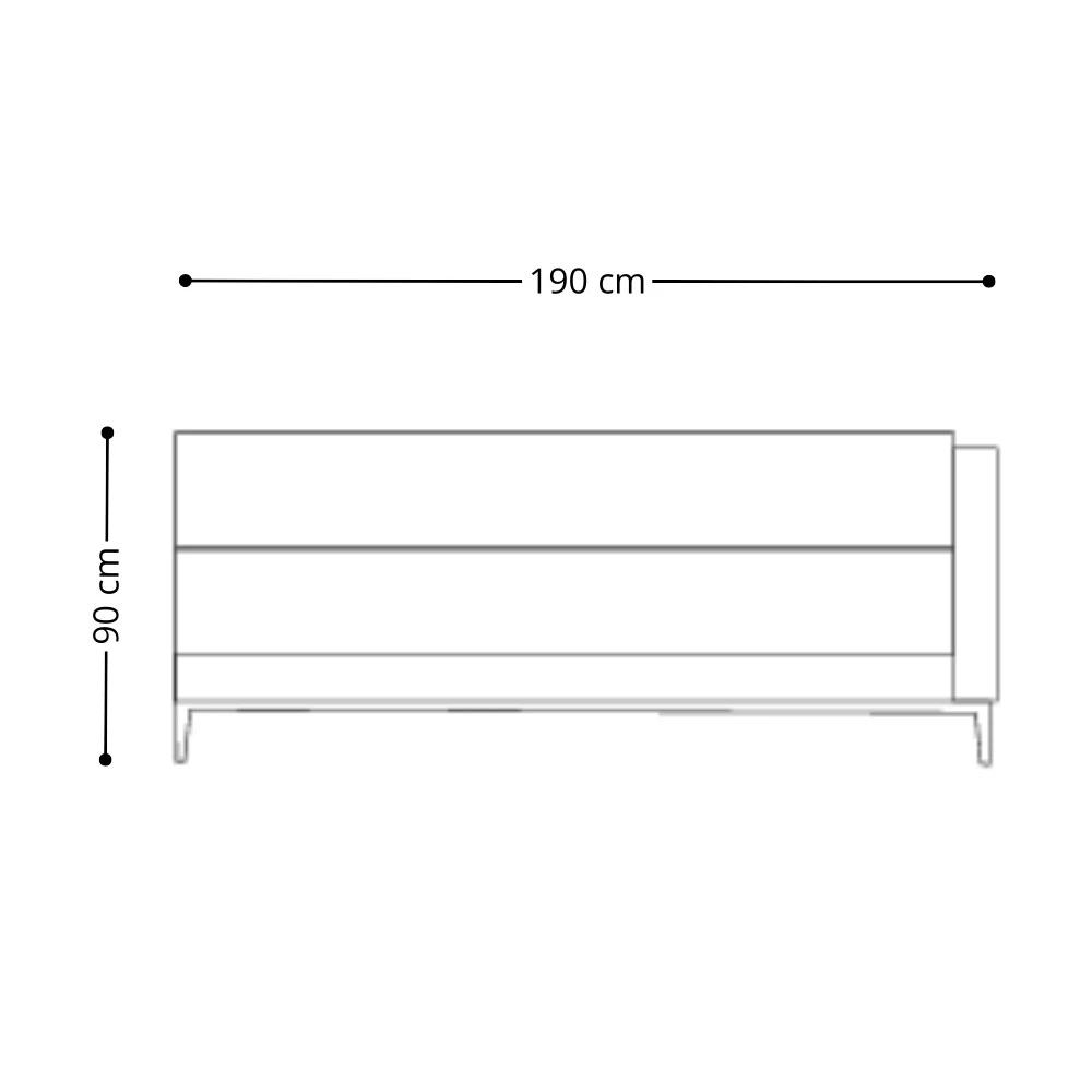Sofá 1 Braço Esquerdo Linha Jades Champagne 1,9x0,9x0,9m - KF Estofados