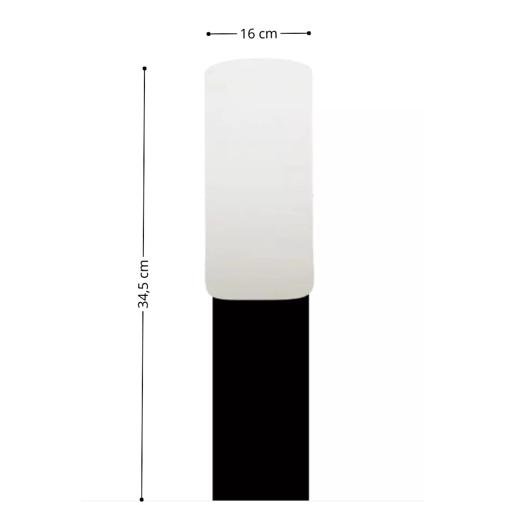 Balizador Preto Alumínio 1xE27 34cm Linha Tube - Rotoplaneta B001
