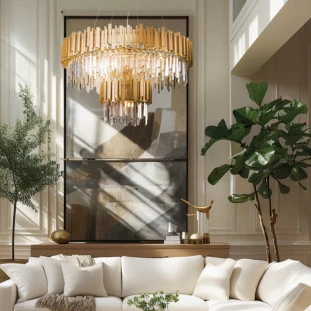 Luminária LED Carlota Metal Dourado e Cristal Halopin - Studioluce 