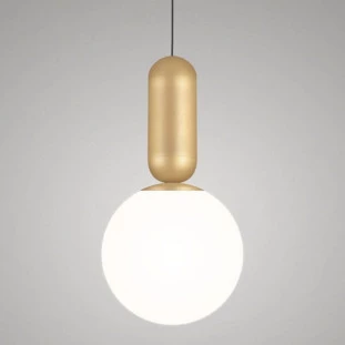 Pendente Capsule Big G Ø14cm com Globo Branco 1XG9 Metal Dourado- TKS Iluminação 1792  