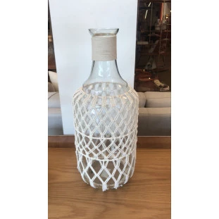 Garrafa Vidro Com detalhe Macrame 19x19x48cm - Decor Lumen