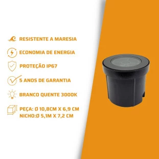 Embutido de Piso e Solo Flat In LED 8W 2700K IP67 Grelha Antiofuscante - Interlight IL3649 - Capa