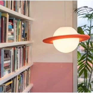 Pendente Saturno Laranja e Branco