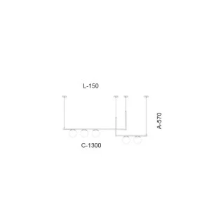 Lustre Pendente Retang. Preto Vidro Branco 5xG9 Ø12cm - Old Artisan Pd5408