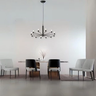 Pendente Gino Preto Alumínio e Acrílico por Waldir Junior 12xG9 45cm - USINA 51055-12- Padrão Site -Decor Lumen 