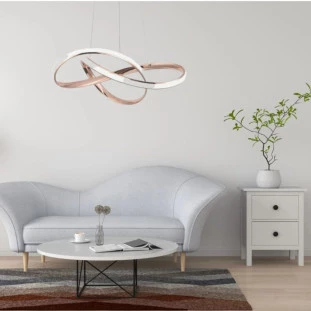 Lustre Pendente Moderno Gold LED 3em1 45W 50cm-NitroLuxL- Padrão Site-Decor Lumen 