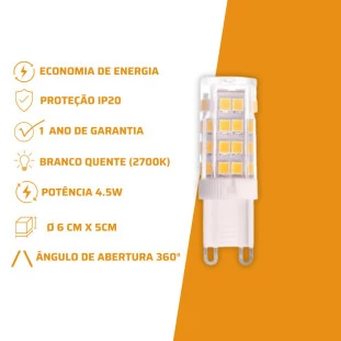 Lâmpada Halopin G9 4.5W 2700K (BQ) 127V -CTBpadrão capa site-Decor Lumen 