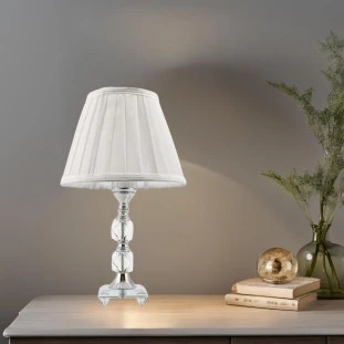 Abajur de Vidro e Metal 35cm Cúpula Branca - Uni Presentes (