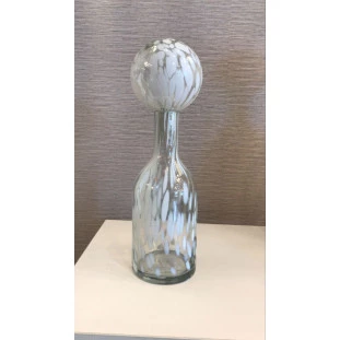 Garrafa de Vidro Branca Manchada Média - Decor Lumen