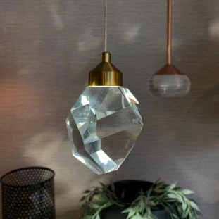 Luminária Pendente Metal e Cristal com LED Integrado 5W 3500K - Dinâmica Sindora