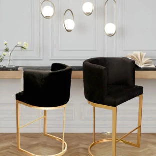 Banqueta Debora Slim 90cm Inox Dourado e Preto - Bel Metais-Padrão Capa Site-Decor Lumen 