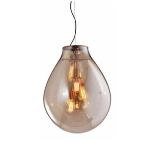 Pendente Caju Vidro Conhaque e Metal Bronze 1xE27 - Bella Iluminação