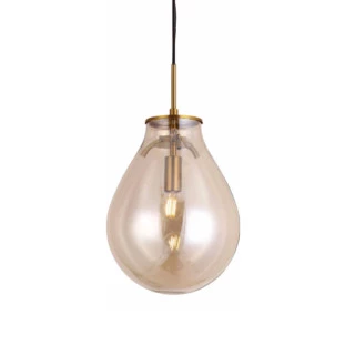 Pendente Caju Vidro Conhaque e Metal Bronze - Bella Iluminação