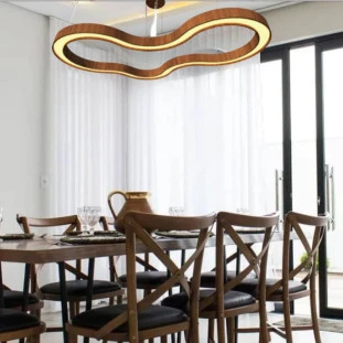 Pendente Madeira Semi Cilíndrico 6x80x45cm - LED 3000K - 5010 Fox Lustres foto
