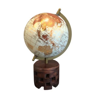 Globo Terrestre Dourado e Base em Madeira 33x20x20 - Decor Lumen 22925