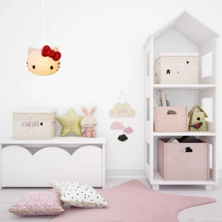 Luminária Pendente Hello Kitty Laço Vermelho 1xE27
