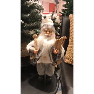 Papai Noel Branco e Cinza Florarte 30cm-Decor Lumen
