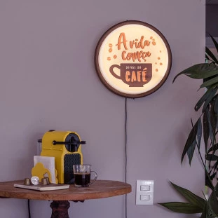 Luminária Decorativa de Parede Sign Coffee Café -Capa Site-Decor Lumen 