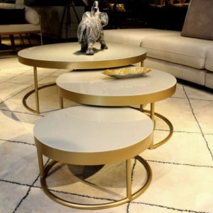 Mesa de Centro Florença Decorativa em Aço Inox Gold e Vidro Amendoa 70cm-Bel Metais-Padrão Capa Site-Decor Lumen 