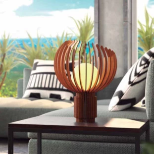 Abajur Pérola Ripado com Vidro - Decor Lumen