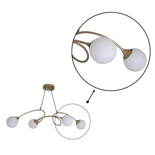 Pendente Vidro e Metal Dourado/Opalino 4-G9 25w Linha Alata - Capa - Decor Lumen