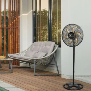 Ventilador de Coluna Delta Free em Plástico Preto 6 hélices- Venti Delta -Padrão Capa Site_Decor Lumen