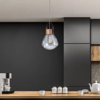 Compre junto Pendente Lampadari 1xE27 Madeira e Vidro - Madelustre 