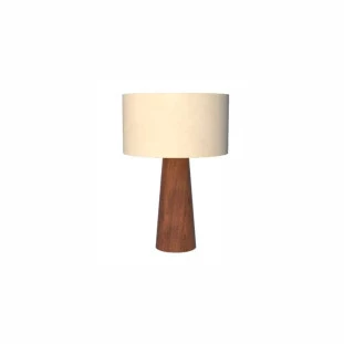bajur Cônico 58xØ40cm Madeira e Tecido- Decor Lumen