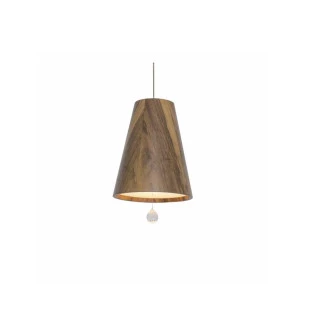 Pendente Cônico Lâmina Natural Com Cristais Ø20cm